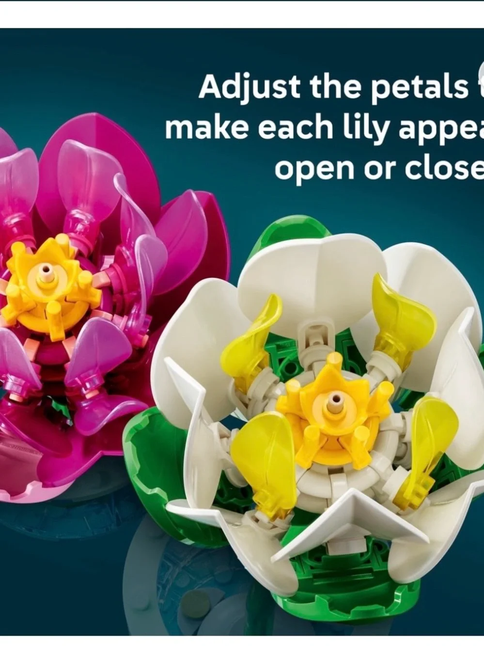 Lego Water Lilies Set — White, Purple & Yellow Blooms